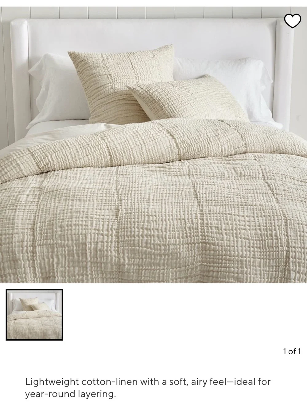 Pottery Barn Flax Cloud King duvet and 2 king shams.